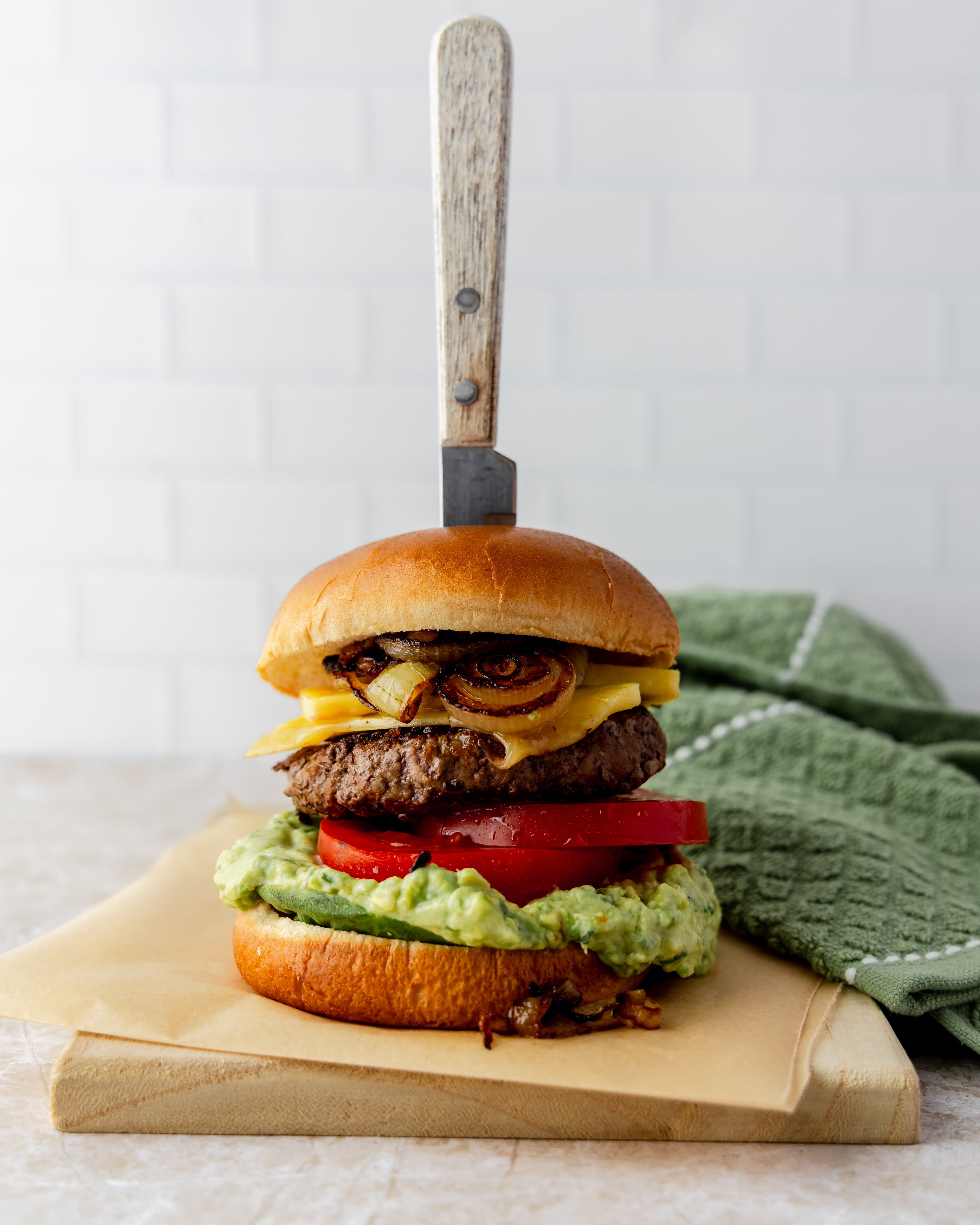 Caramelised Onion Burger with Avo Cream