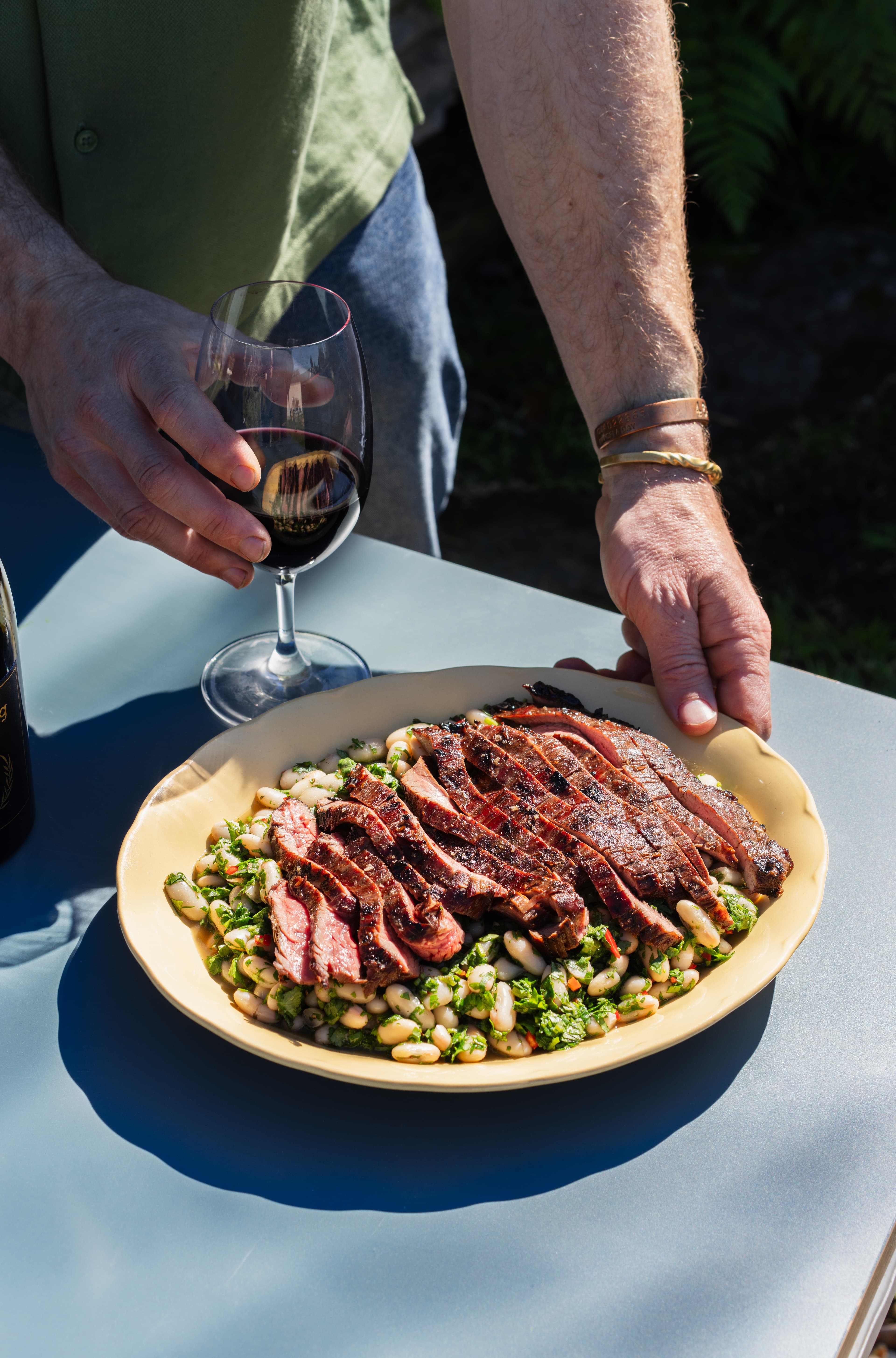 Hayden Quinn’s Red Wine & Maple Flank w/ Chimi Beans