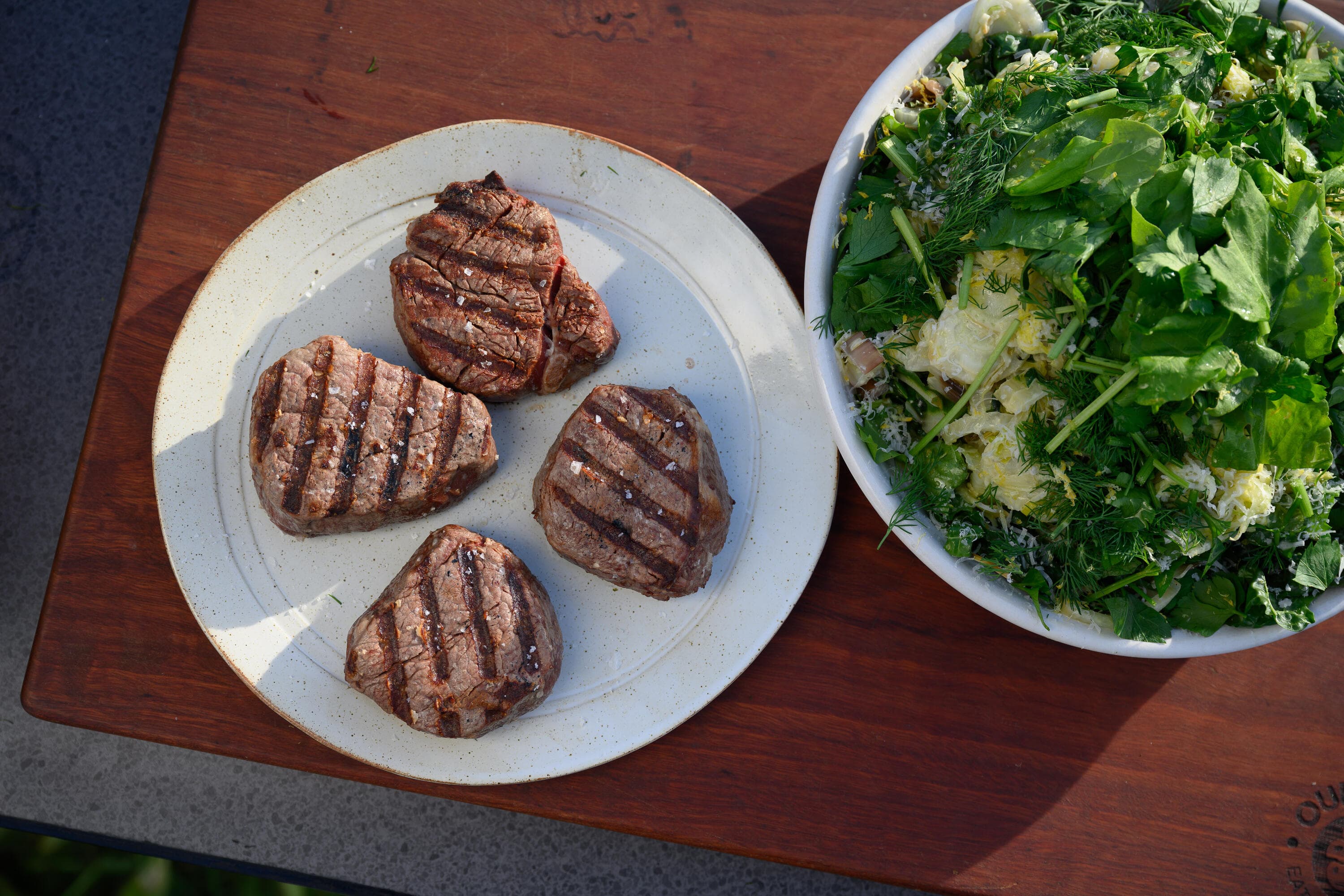 Hayden Quinn’s Eye Fillet with Creamy Spinach & Sorell "Salad"
