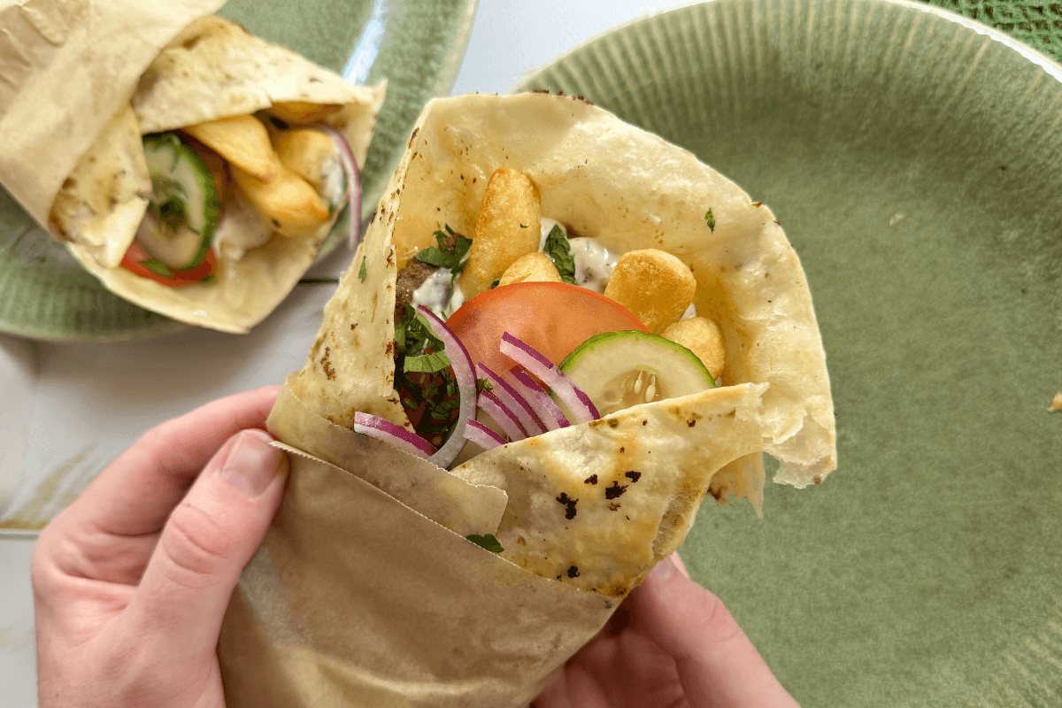 Smashed Lamb Kebab with Chips